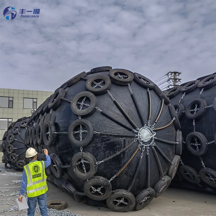 Deflatable rubber fender ready for loading Deflatable rubber fender ready for loading